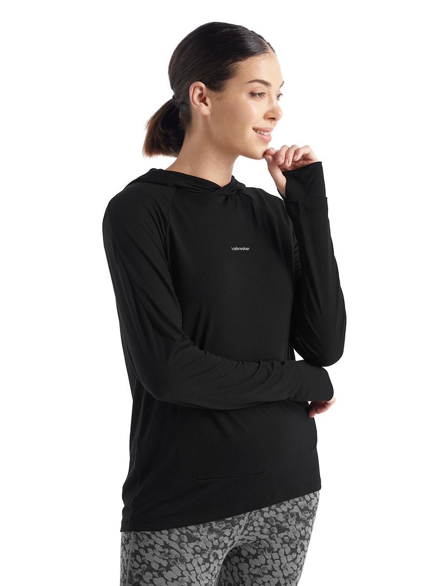 Sweat À Capuche Icebreaker Cool-Lite™ Merino Long Sleeve Femme Noir | FR 1669AHKP